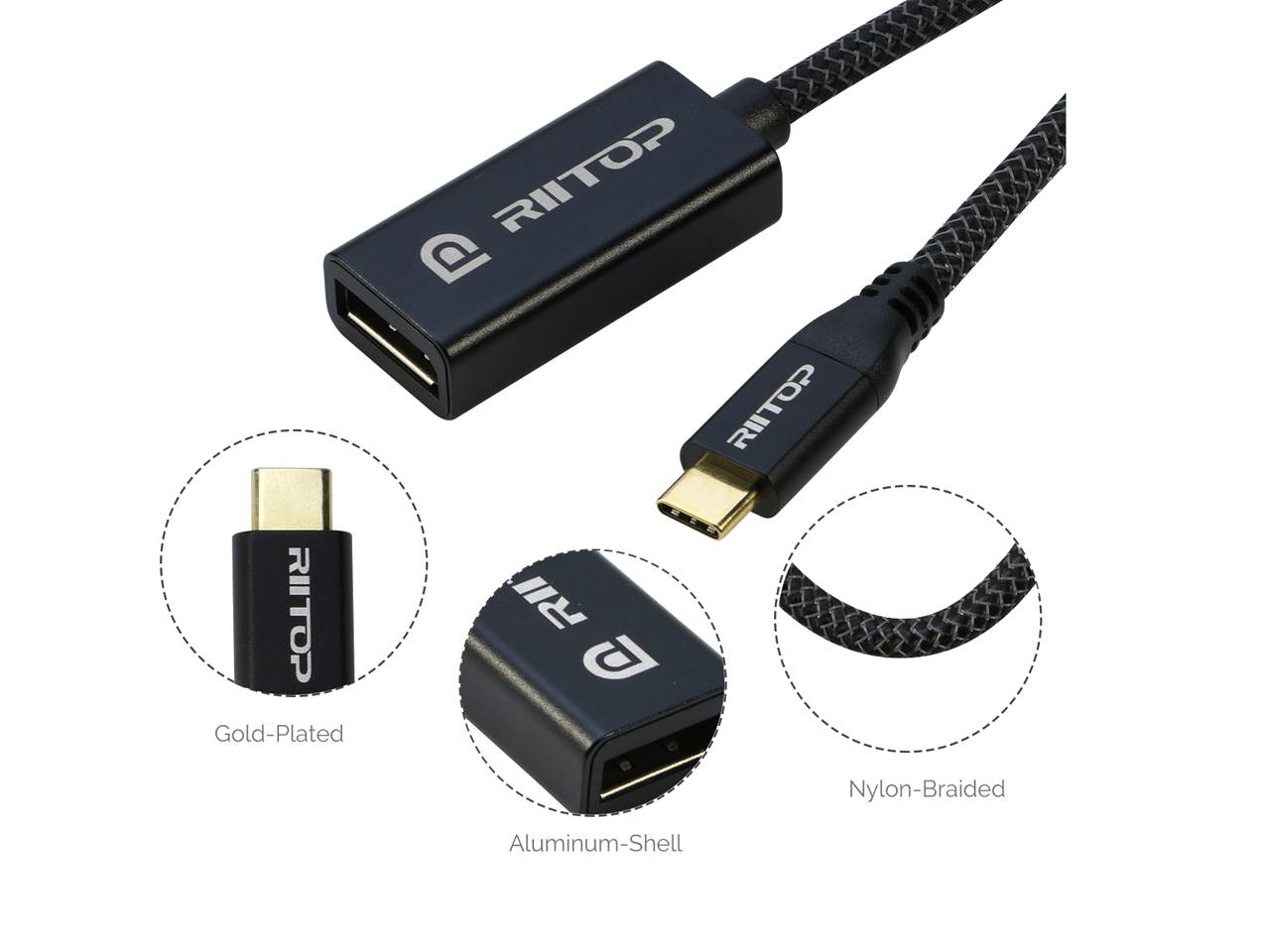 USB C to DisplayPort Adapter 4K@60Hz, USB Type C to Display Port Female, Compatible with MacBook Pro 2019 2018,iPad Pro, Surface Book, Dell XPS, Samsung Galaxy S10 Note 10 9 More