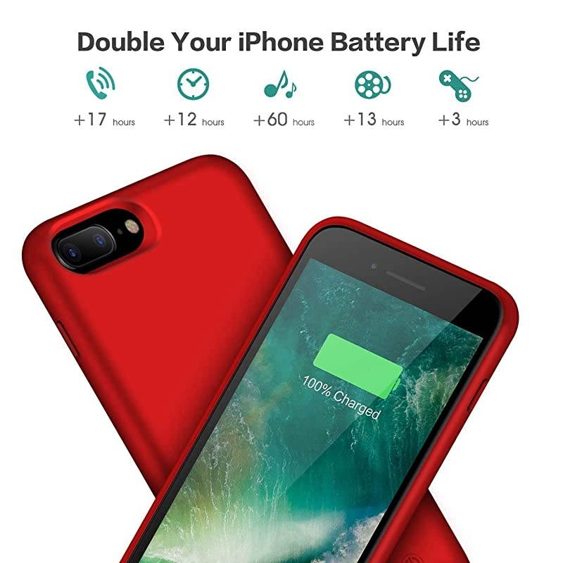 Case for iPhone 8plus/7plus/6 Plus/6s Plus, Upgraded [8500mAh] Protective Portable Charging Case Rechargeable Extended Pack for Apple iPhone 8plus/7plus/6 Plus/6s Plus(5.5') - Red