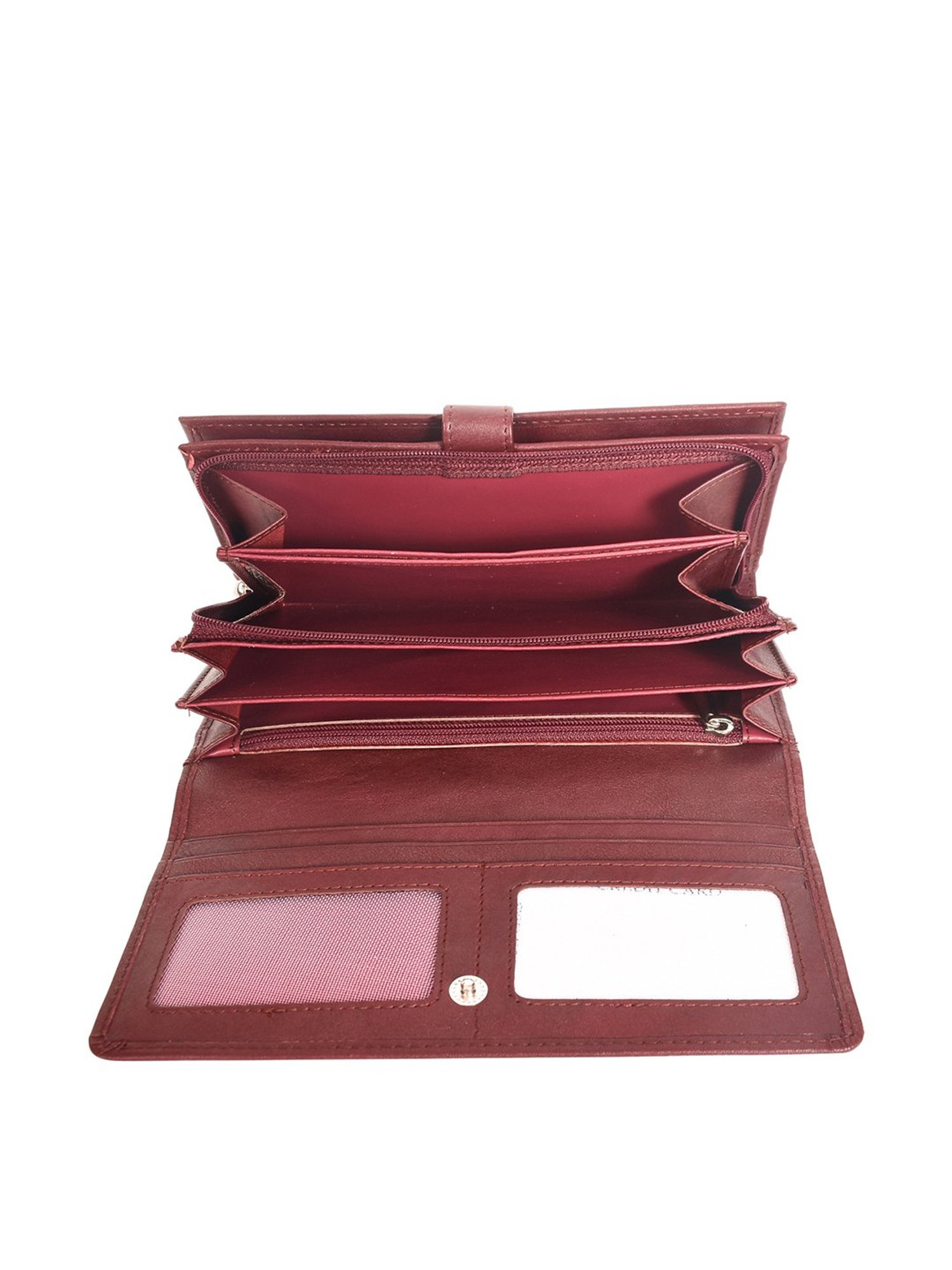 SASSORA Maroon Solid Rfid Tri-Fold Wallet for Women