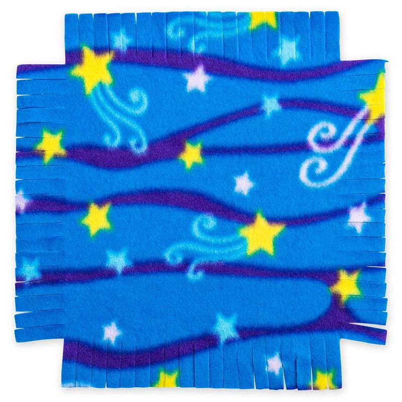 HearthSong - Fleece Starry Sky Knot-A-Quilt No-Sew Craft Kit for Kids, Includes Pre-Cut Fleece Squares and Instructions