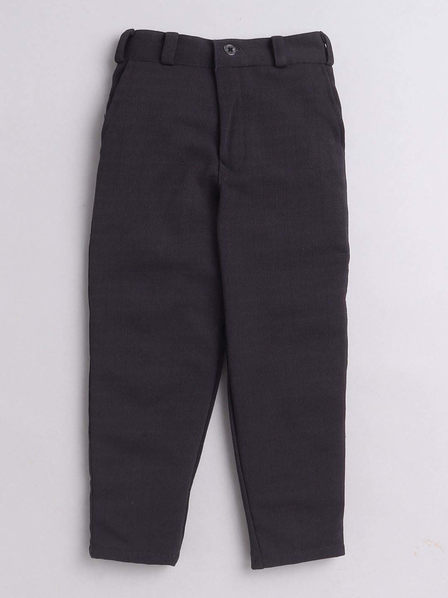 Fourfolds Boys Dark Grey Solid Full Sleeves Clothing Set