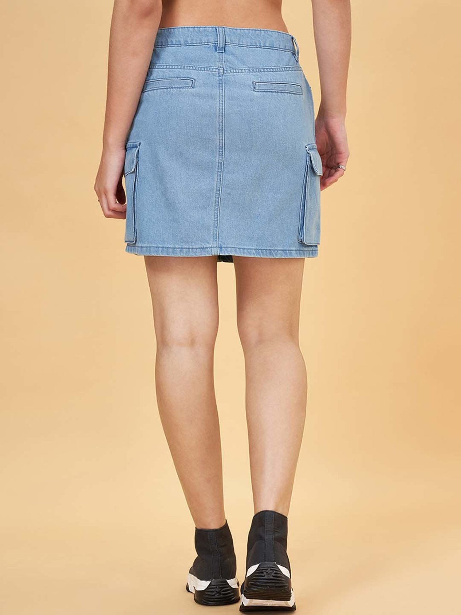 SF Jeans by Pantaloons Blue Cotton Bodycon Skirt