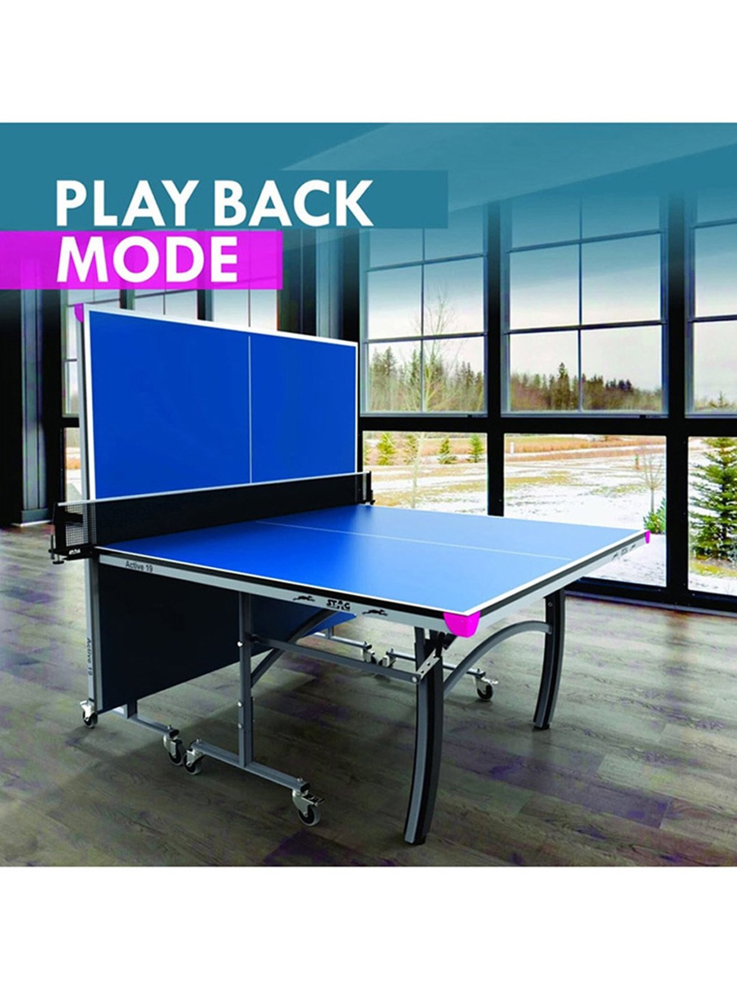 Stag Global 19mm Active Series Professional Quick Easy Setup Table Tennis Table (Blue)