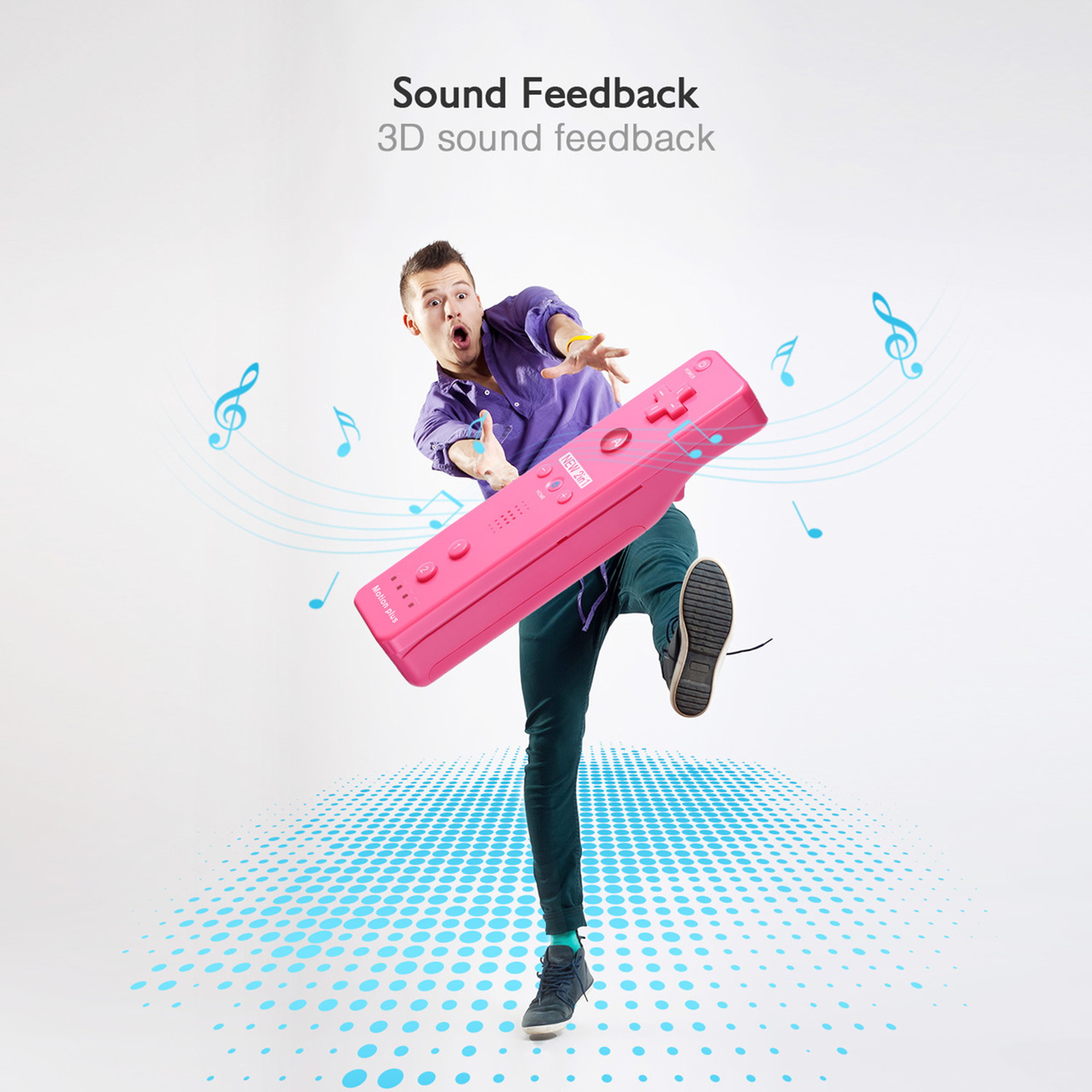 Motion Plus Remote Controller for Nintendo Wii / Wii U Console Video Games with Case Pink