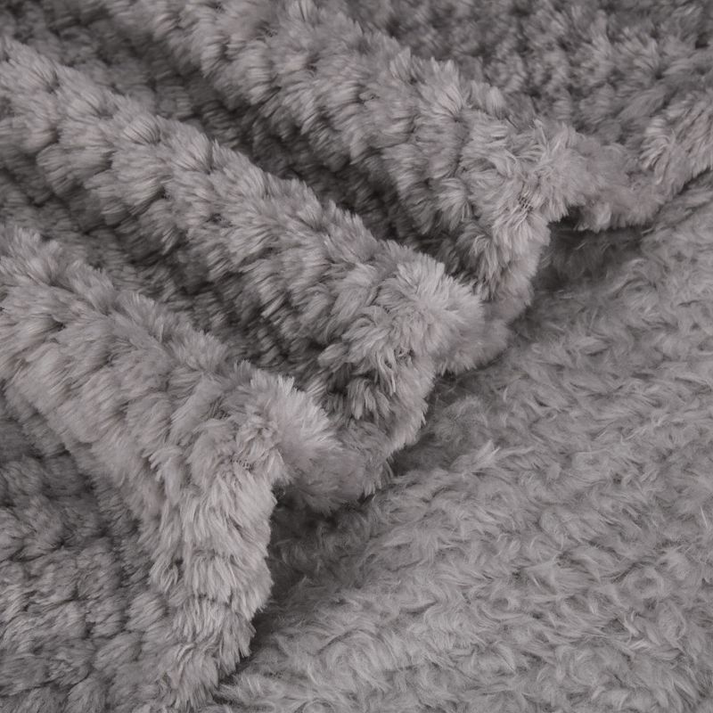 1 Pc Queen Faux Fur Lambswool Reversible Plaid Pattern Bed Blankets Purple  - PiccoCasa