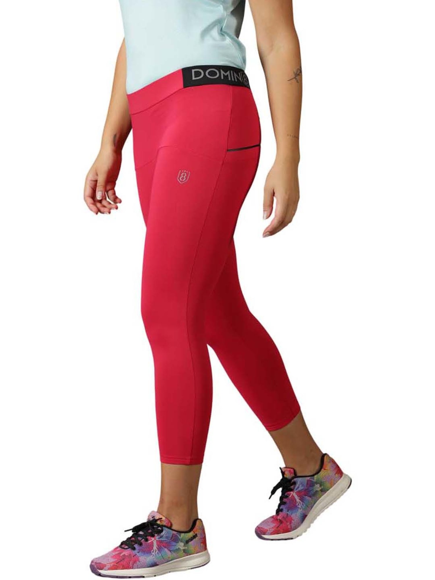 Domin8 Women Slim-Fit Tights With Elasticated Waist & Zipper Pocket