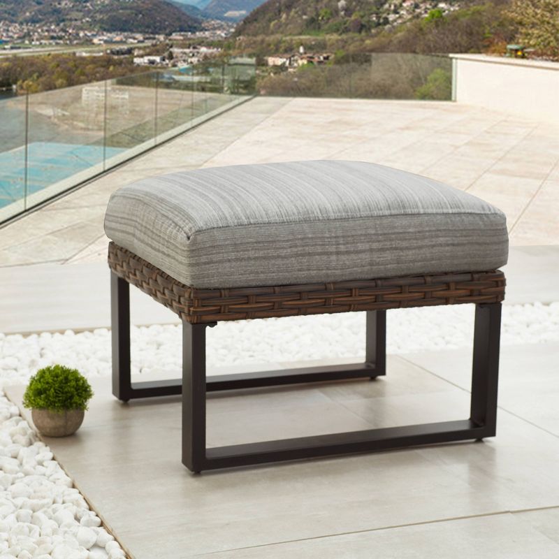 Newbury Premium Grade A Teak Wood Patio Ottoman White - Modway