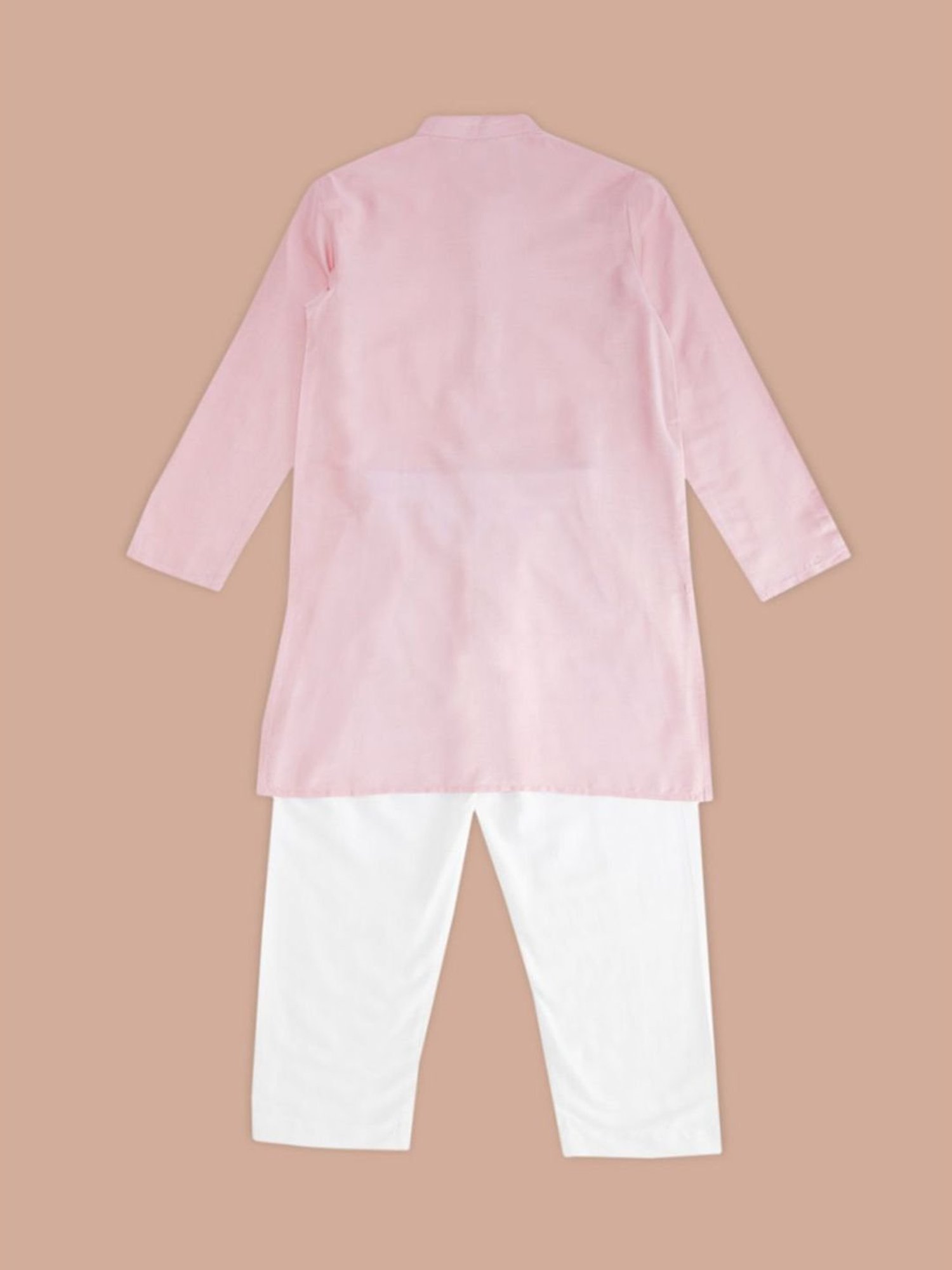 Indus Route by Pantaloons Kids Pink & White Printed Full Sleeves Kurta Set