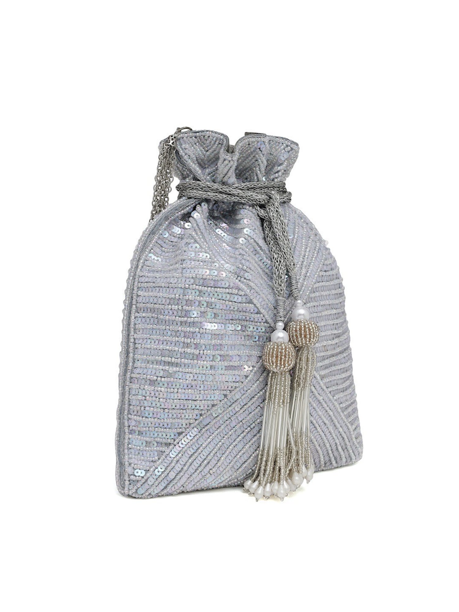Tarini Nirula Grey Embellished Small Potli