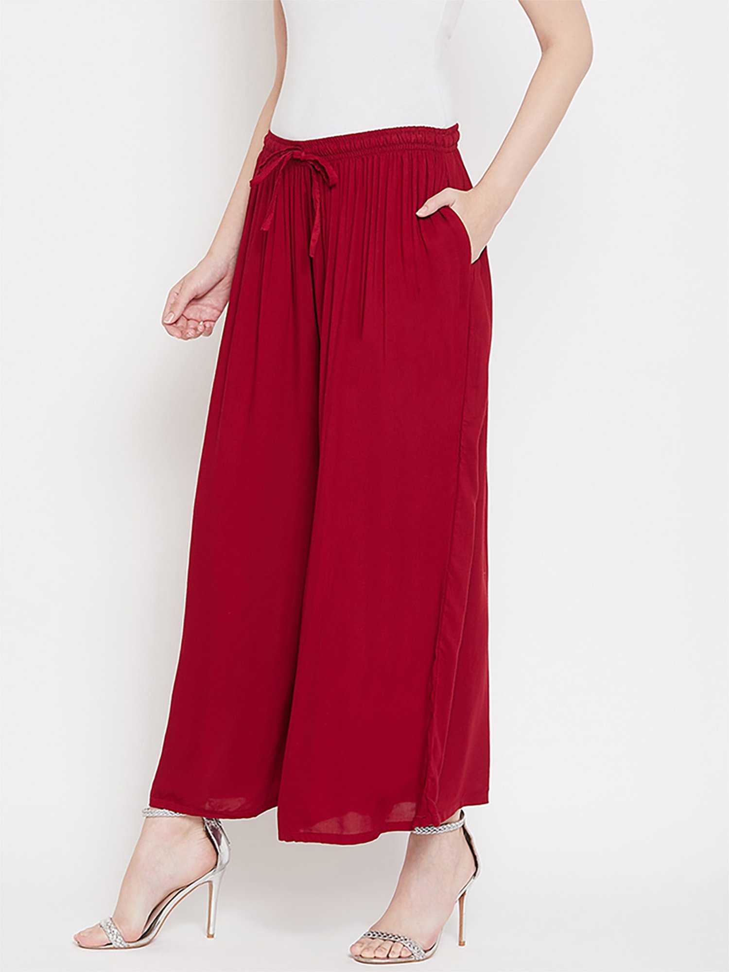 Castle Maroon Regular Fit Palazzos