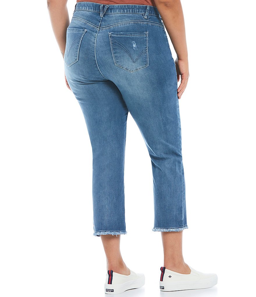 Democracy Plus Size #double;Ab#double;solution High Rise Slim Straight Leg Frayed Hem Jeans