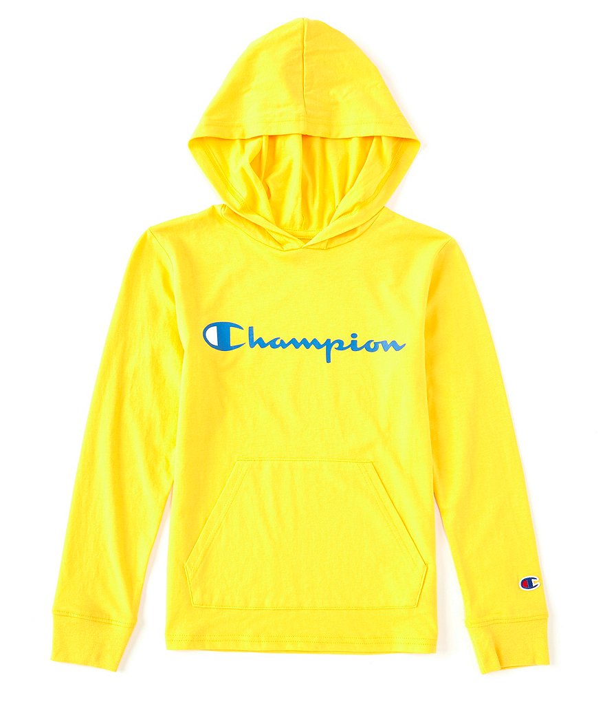 Champion Big Boys 8-20 Long-Sleeve Signature Logo Hooded Tee