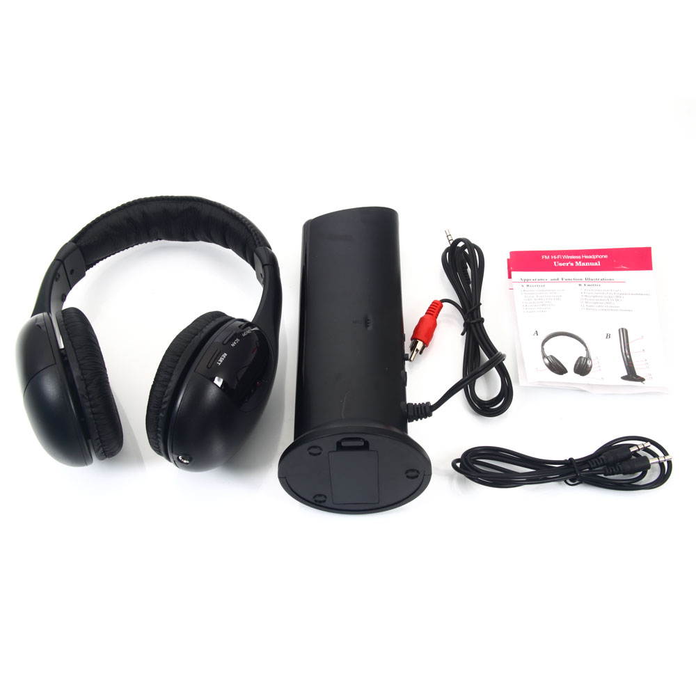 New 5 in 1 Wireless Headphone Black for MP3/MP4 PC TV CD FM Radio