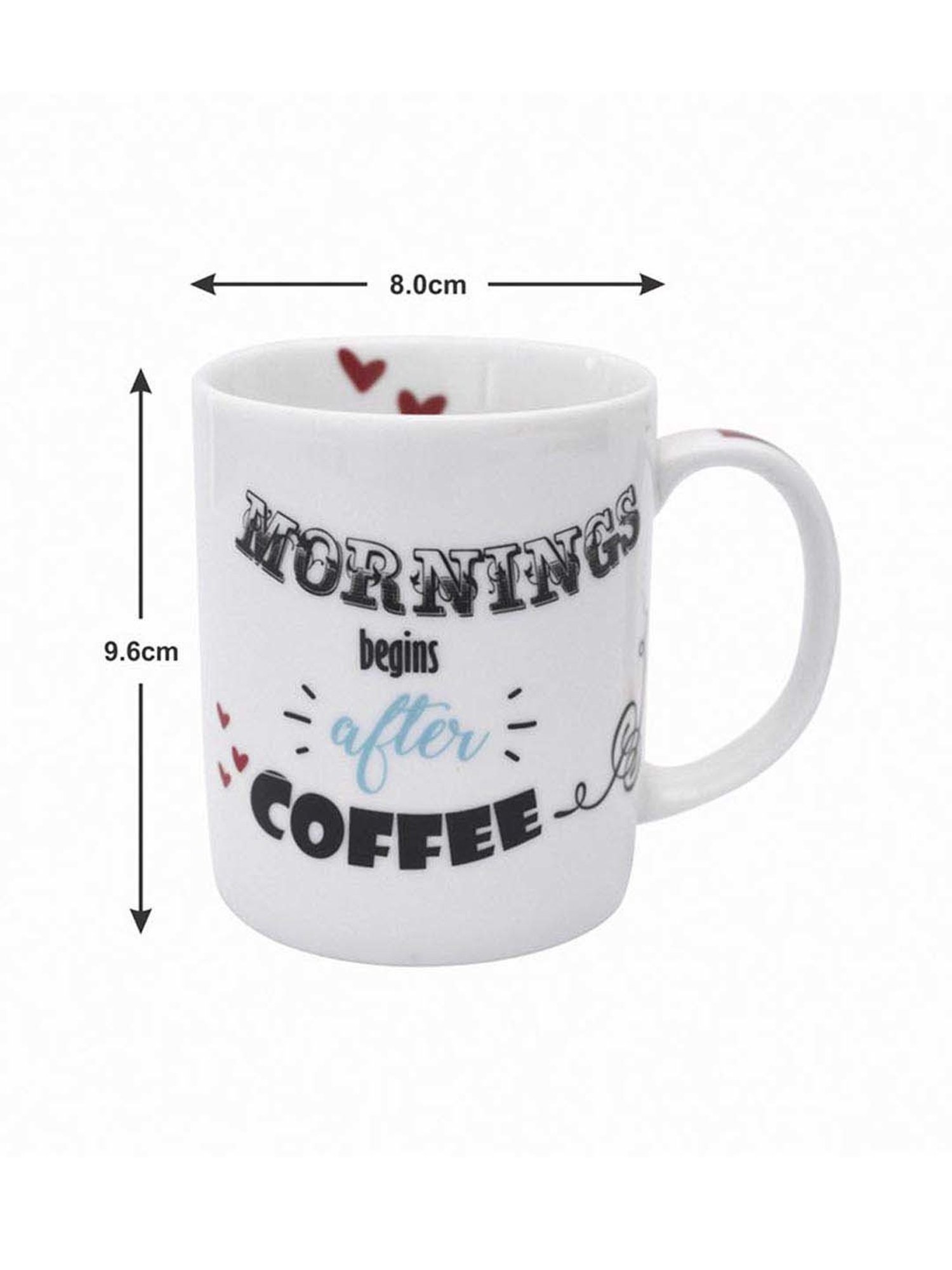 Goodhomes White Porcelain Coffee Mugs (350 ml) - Set of 4