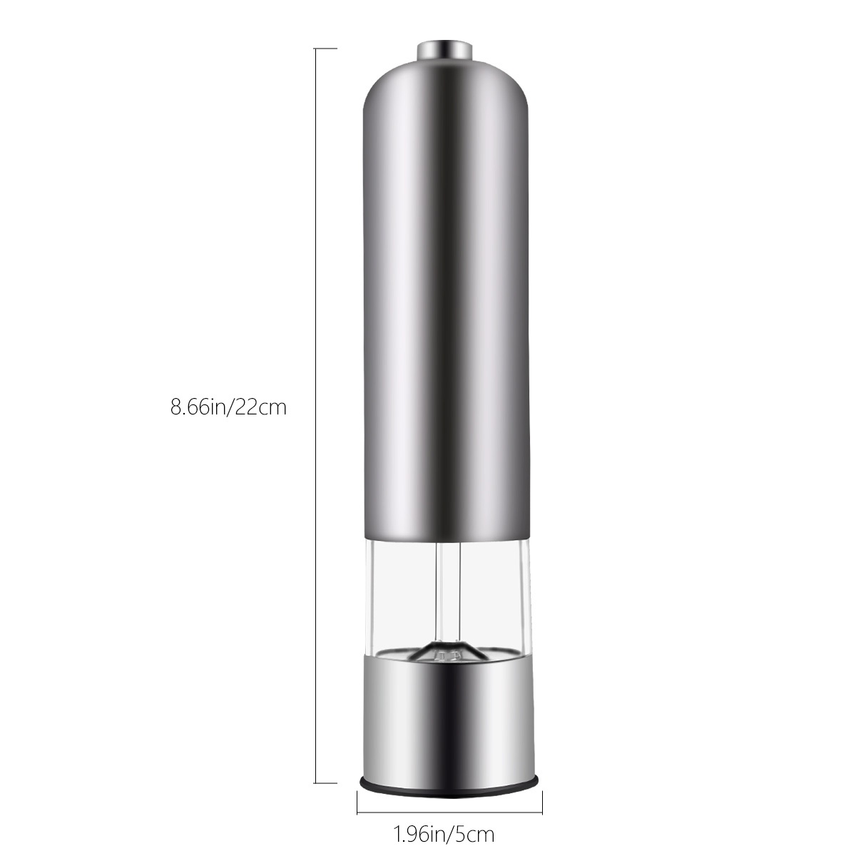 2pcs Electric Pepper Grinder Multi-purpose Stainless Steel Grinder Pepper Mill Tool for Home Kitchen Resturant without Battery (Flat Tip + Pointed Tip)