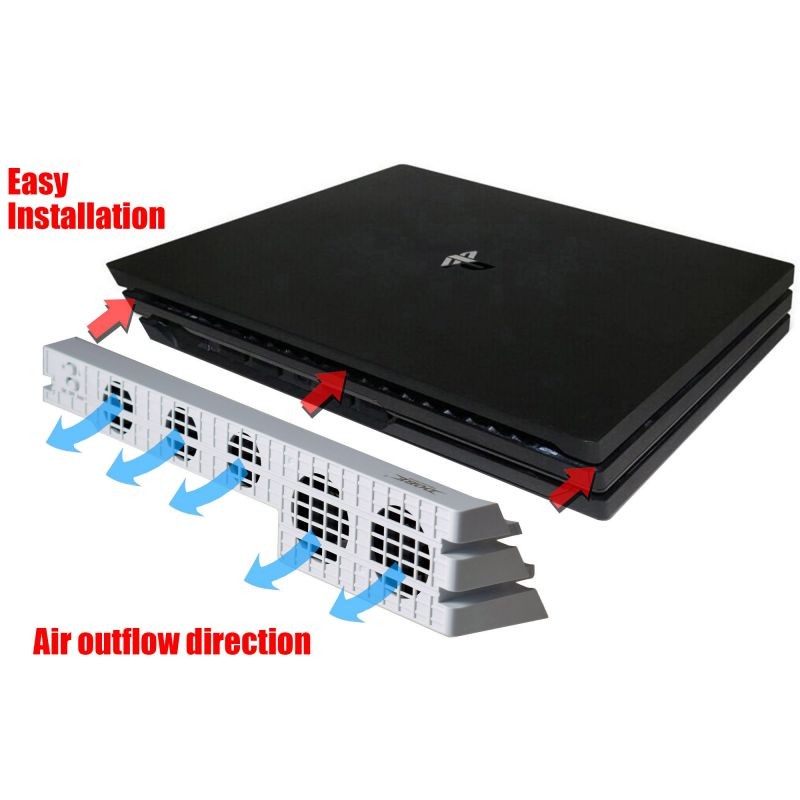Dobe PS4 Pro USB External 5 Fan Temperature Cooler for Sony Playstation 4 Pro Console - White