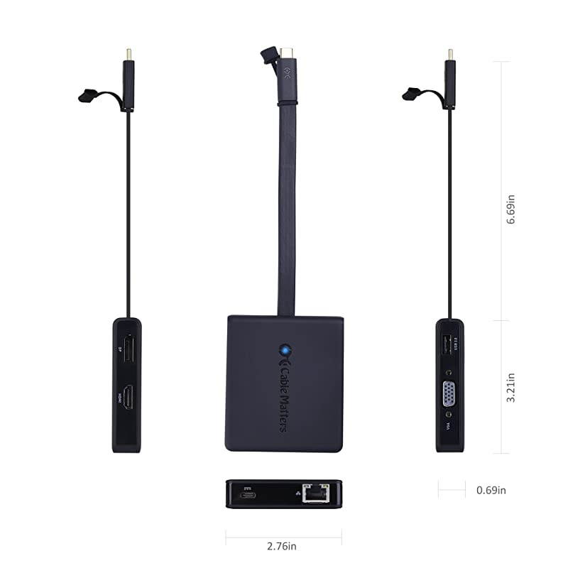 USB C Hub with HDMI DisplayPort VGA USB 20 Fast Ethernet 60W Charging Thunderbolt 3 Port Compatible with MacBook Pro Dell XPS HP Spectre x360 and More