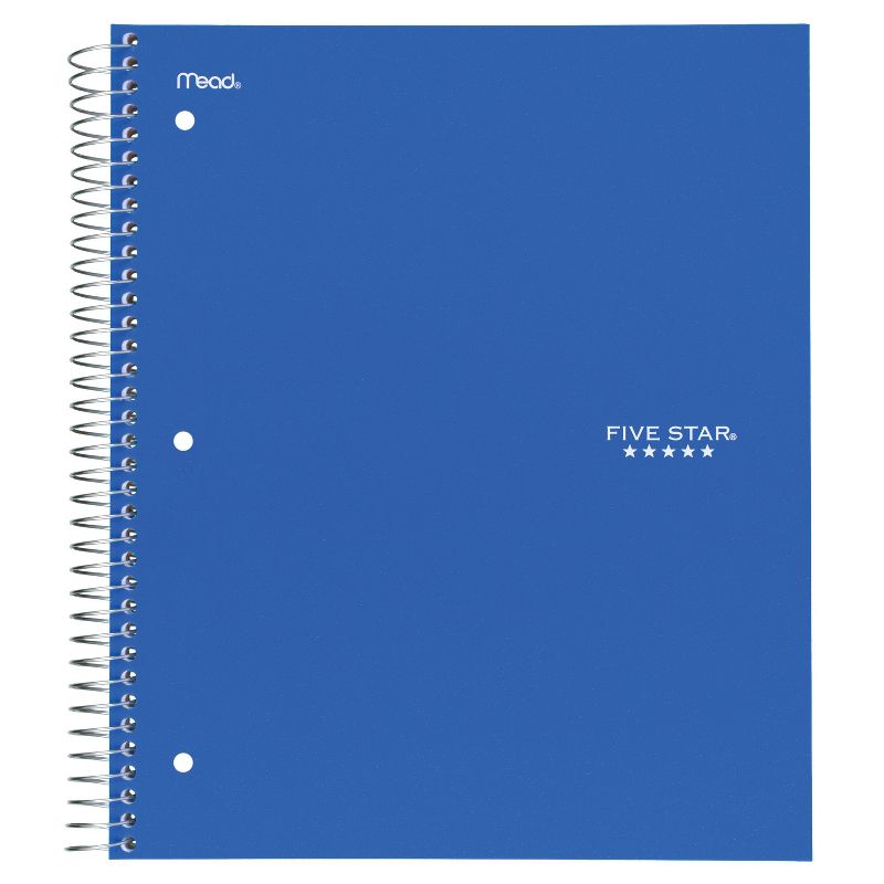Five Star 3 Subject College Ruled Spiral Notebook (Color Will Vary)