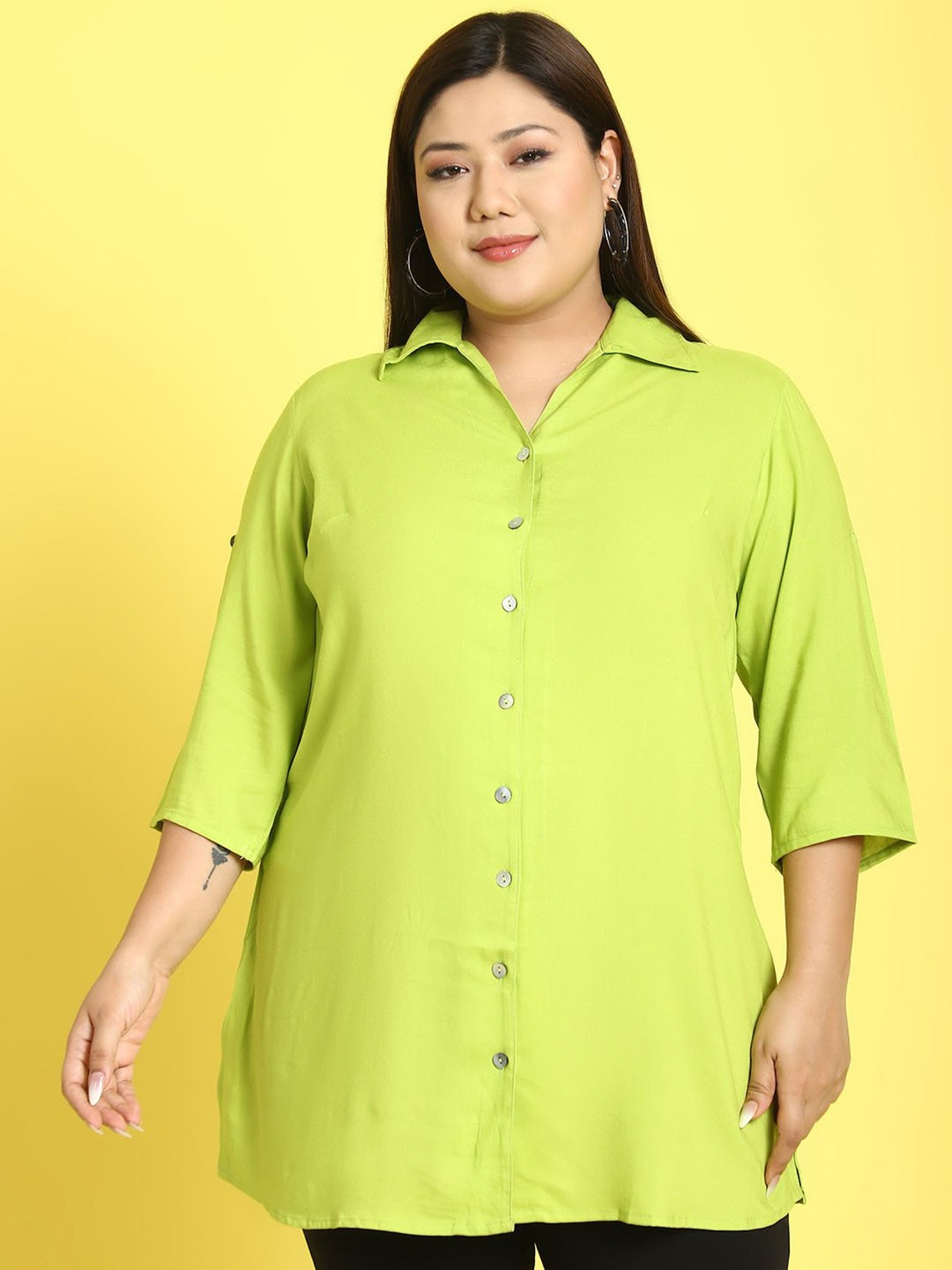 theRebelinme Green Solid Shirt