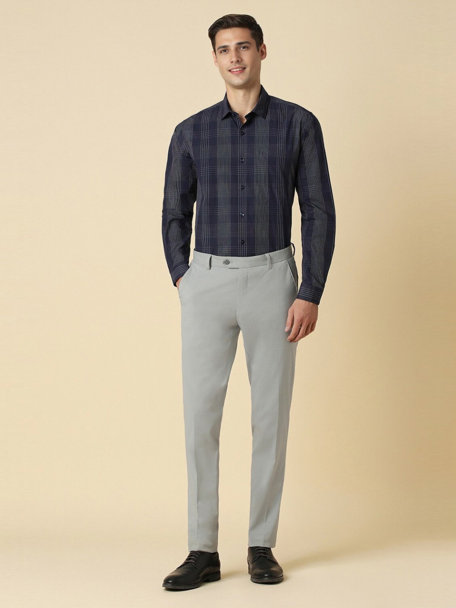 Sojanya Blue Cotton Regular Fit Self Pattern Shirt