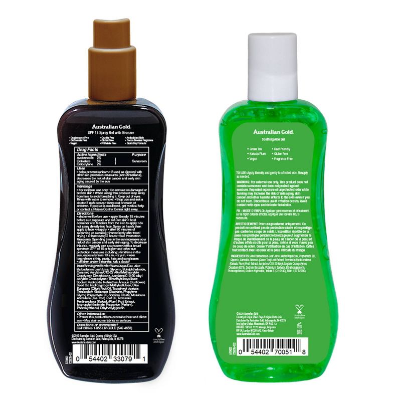 Australian Gold Soothing Aloe Sunscreen Spray Gel - SPF 15