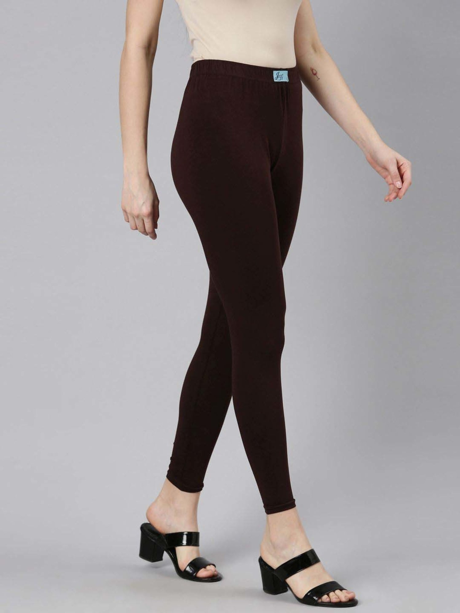 JCSS Brown & Maroon Cotton Leggings - Pack Of 2