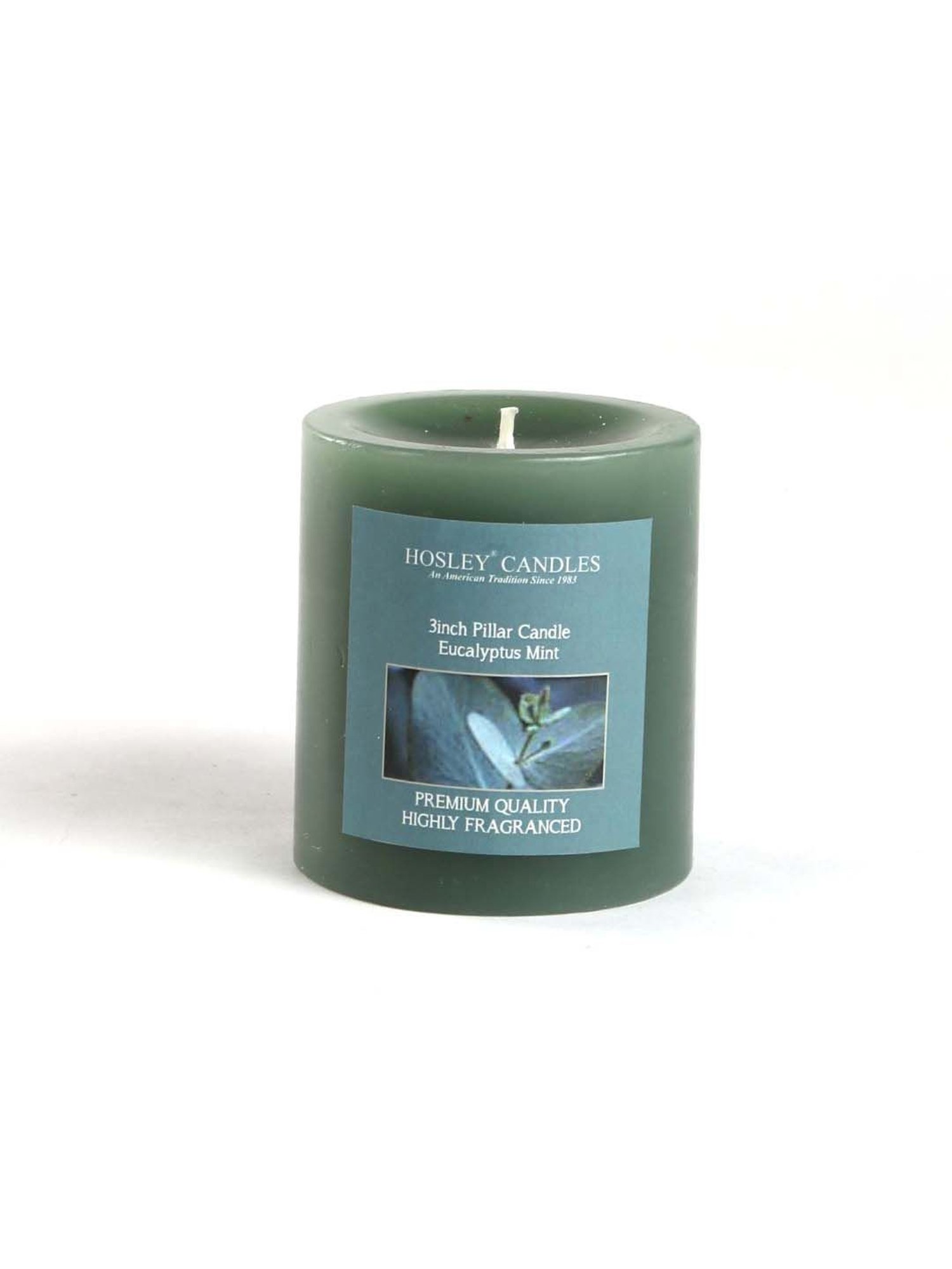 HOSLEY Green Wax Pillar Candle - Set of 3