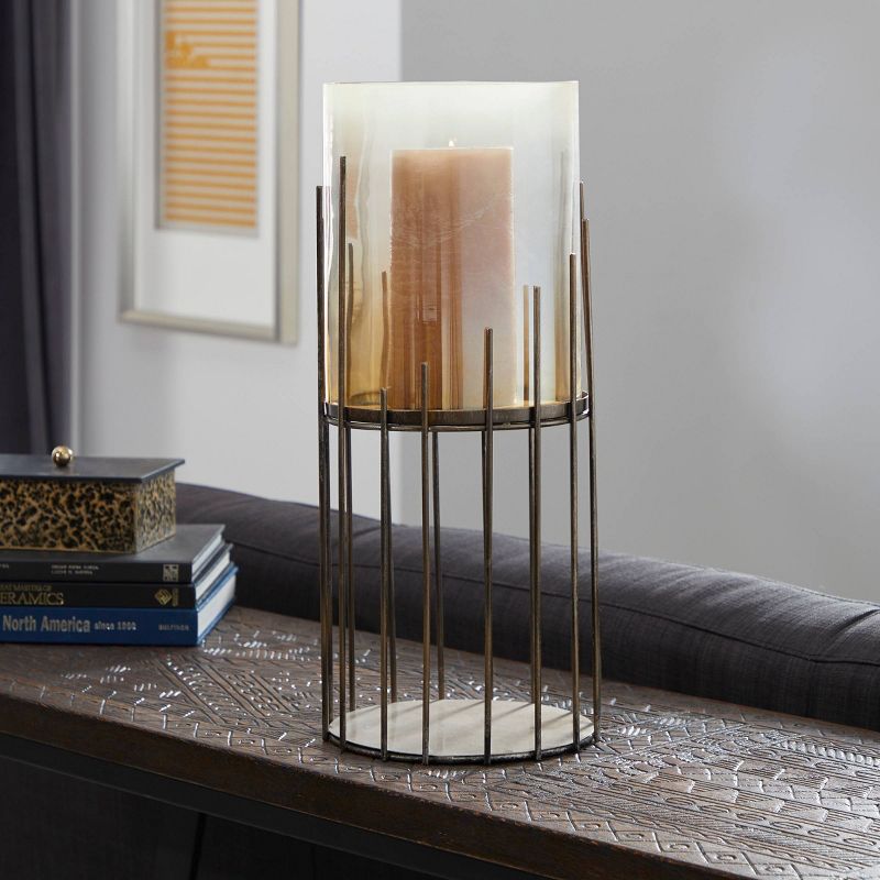 20" x 8.75" Glass/Metal Candle Holder Gold - Venus Williams Collection