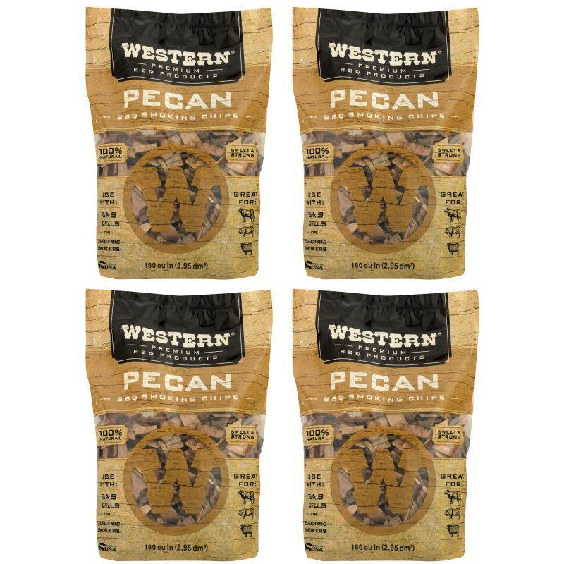Western 180 cu in. Premium Pecan Wood BBQ Grill/Smoker Cooking Chips (4 Pack)
