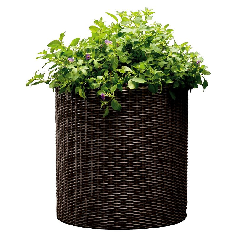 Cylinder Rattan Planter Set Of 3 - Brown - Keter