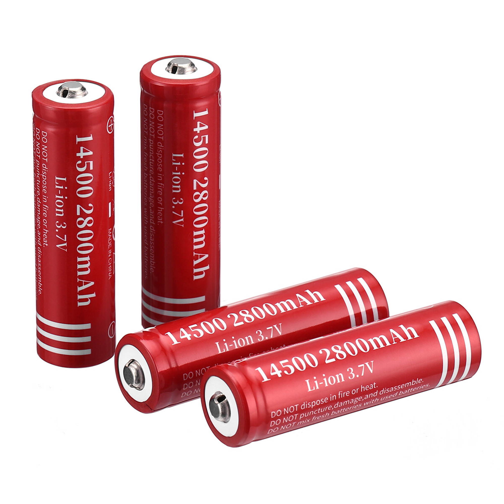 4 piece 2800mAh 14500 3.7V Li-ion Rechargeable Batteries for Torch Camera Flashlight