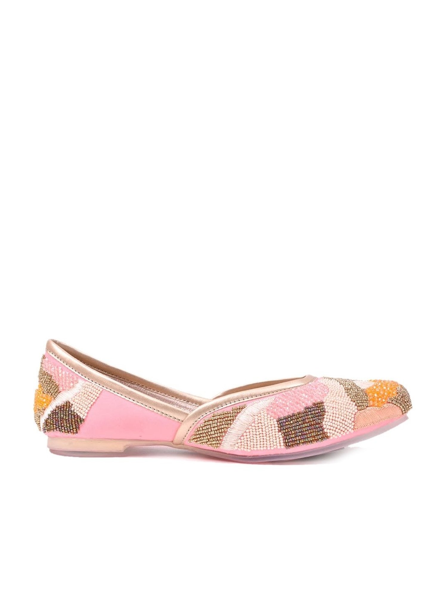 Jove Women's Pink Ethnic Juttis