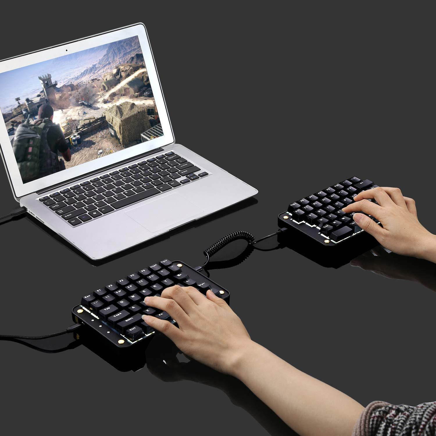 Koolertron Programmable Split Mechanical Keyboard, All 89 Keys Programmable Ergonomic Keypad with OEM Gateron Black Switch, 8 Macro Keys - [SMKD62] (OEM Black Switch (White Backlit))