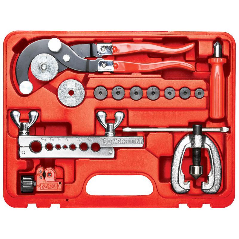 Powerbuilt 948006 Home and Mechanic 14 Piece Master Brake and AC Line Tubing Automotive Car Truck Vehicle Repair Service Tool Kit