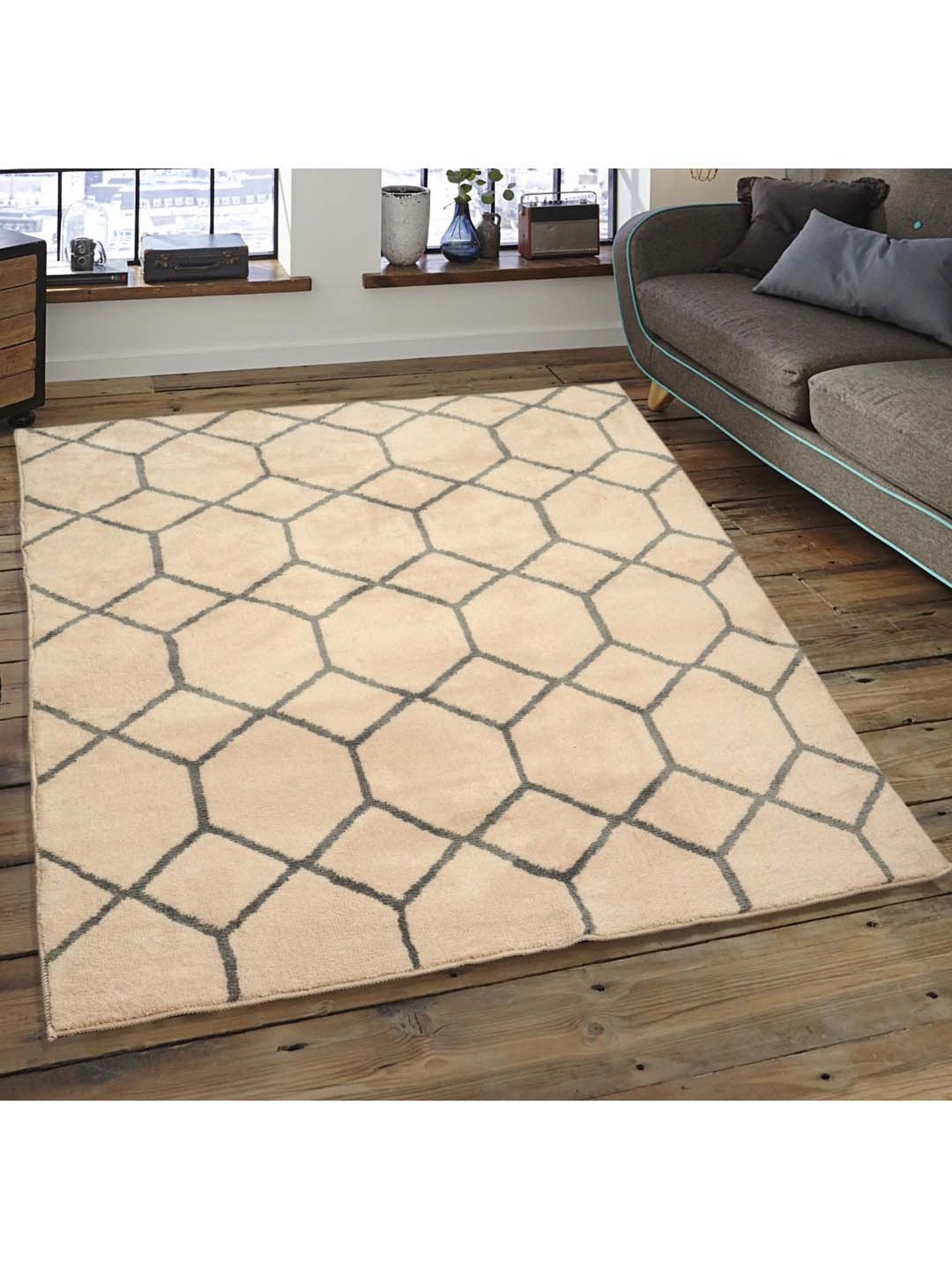 Saral Home Grey & Beige Carpet - Set of 1