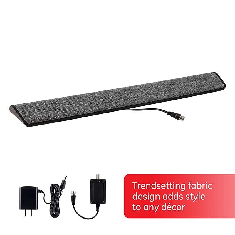 Indoor TV Antenna, Fabric Bar Design, Long Range Amplified Antenna, Home Decor, Digital, HDTV Antenna, Smart TV Compatible, 4K 1080P VHF UHF, Signal Booster, 45354