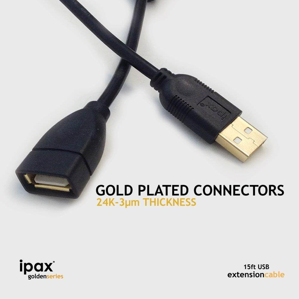 Ipax 25Ft Extra Long Gold Plated Hi-Speed Cable for Printer Scanner Copier with Ferrite Core [ 10ft Interface Plug + 15Ft USB Extension Cord ]
