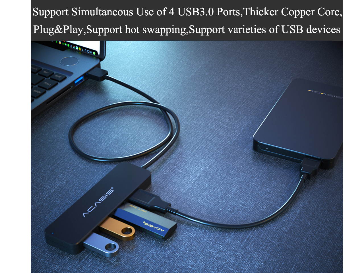 4 Port USB Hub,Type C USB 3.0 Hub,Premium Ultra Slim Laptop USB Spliter Plug and Play Hot Swapping Support, Compatible with Macbook,thinkpad,Windows Desktop PC and other Laptop Computer