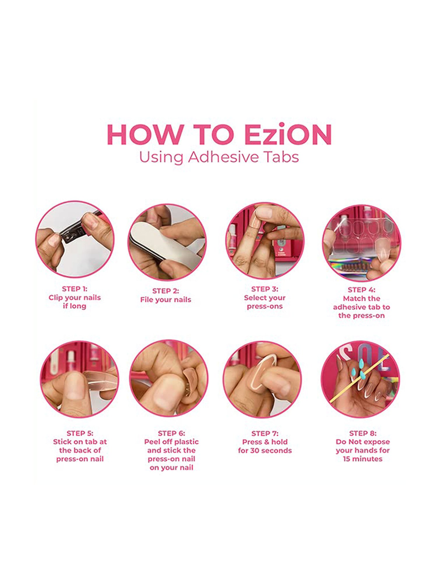 SOEZI Reusable Press On Nails Ready To Wear Kit - Pink Charm