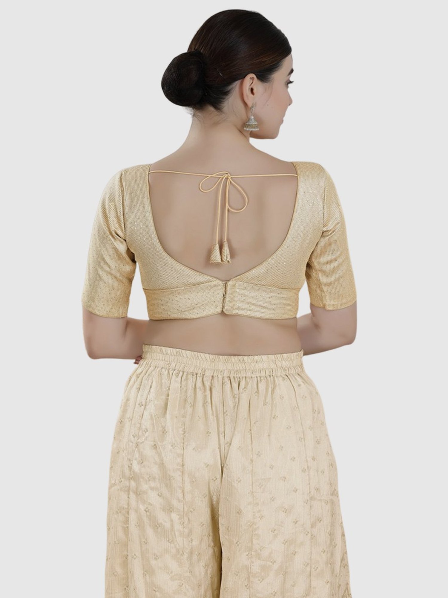 Salwar Studio Beige Embellished Blouse