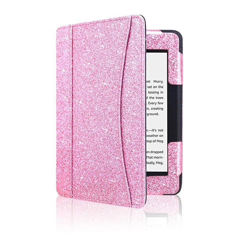 Case Fits AllNew Kindle 10th Generation 2019 and 8th Gen 2016 ONLY NOT FIT Kindle PaperwhiteKindle Oasis Folio Smart Leather Cover with Auto Wake Sleep Front Pocket Glitter Pink