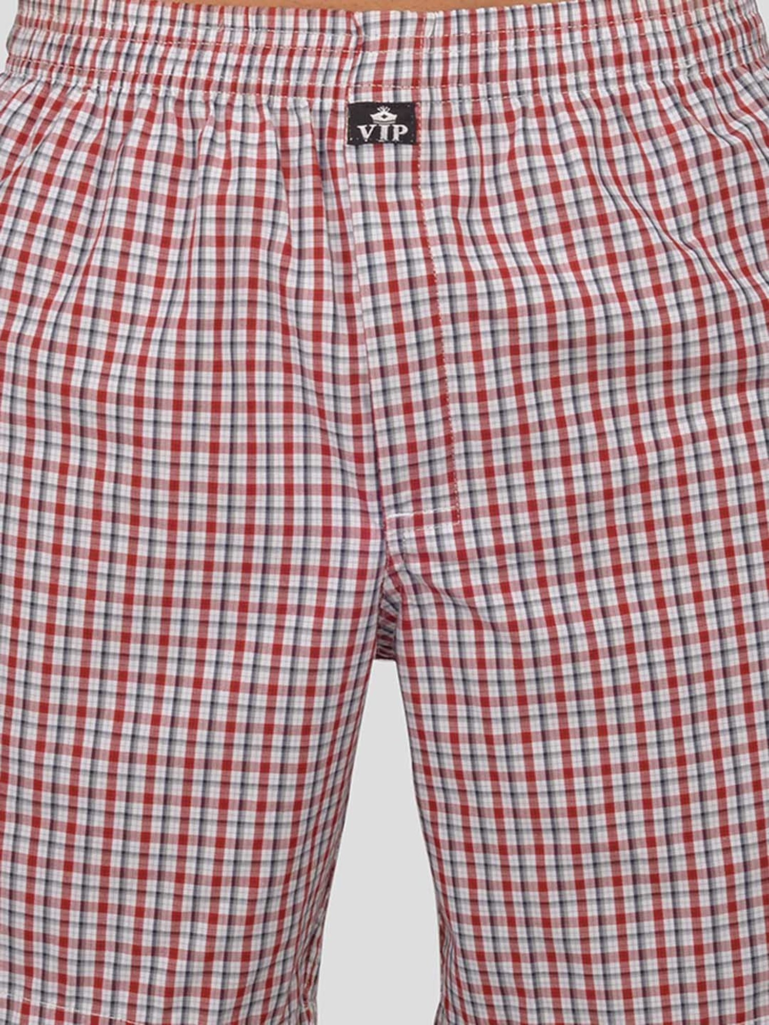 VIP Maroon Relaxed Fit Check Boxers - Pack of 2