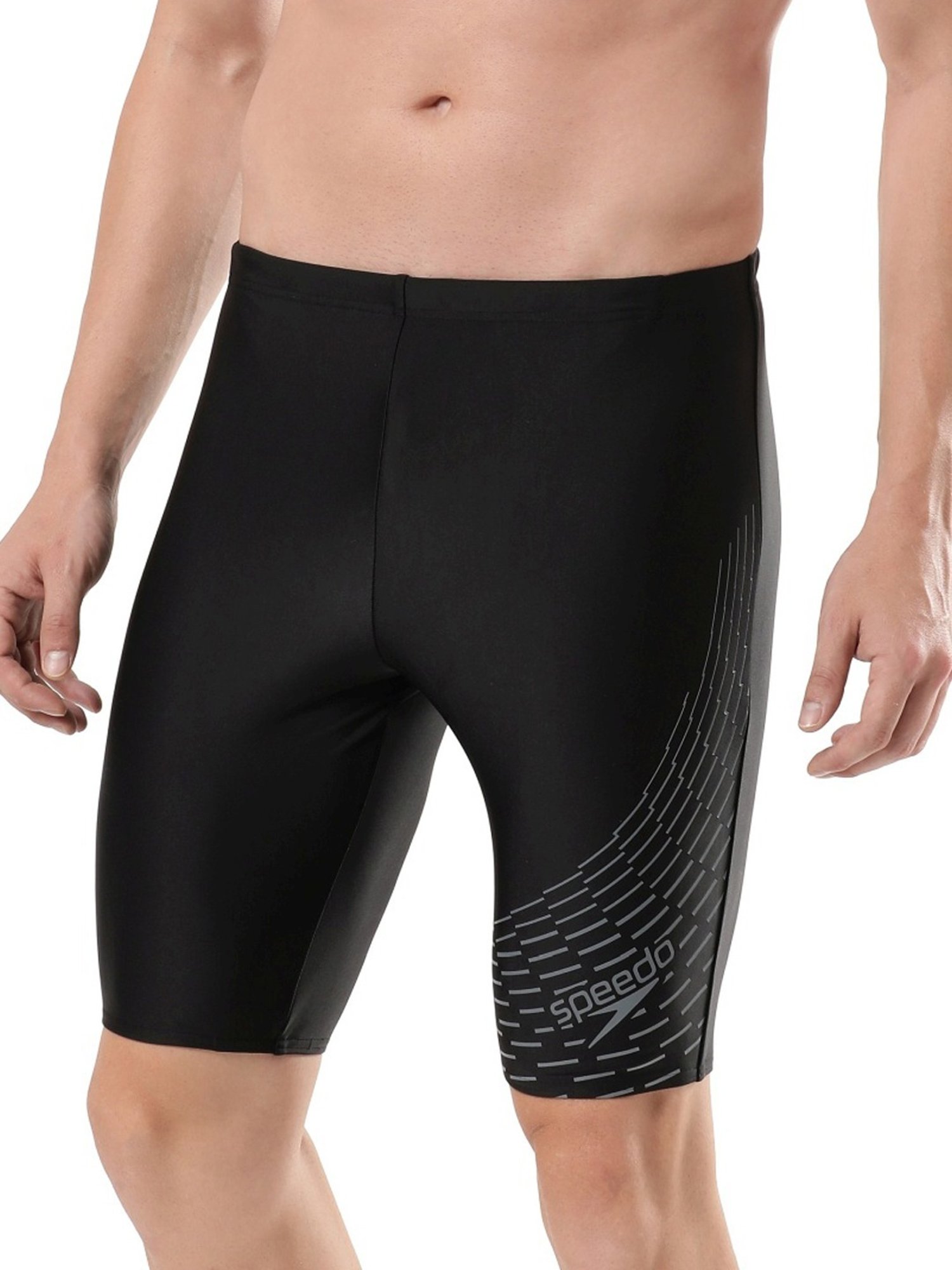 Speedo Mid Black Regular Fit Printed Swim Shorts