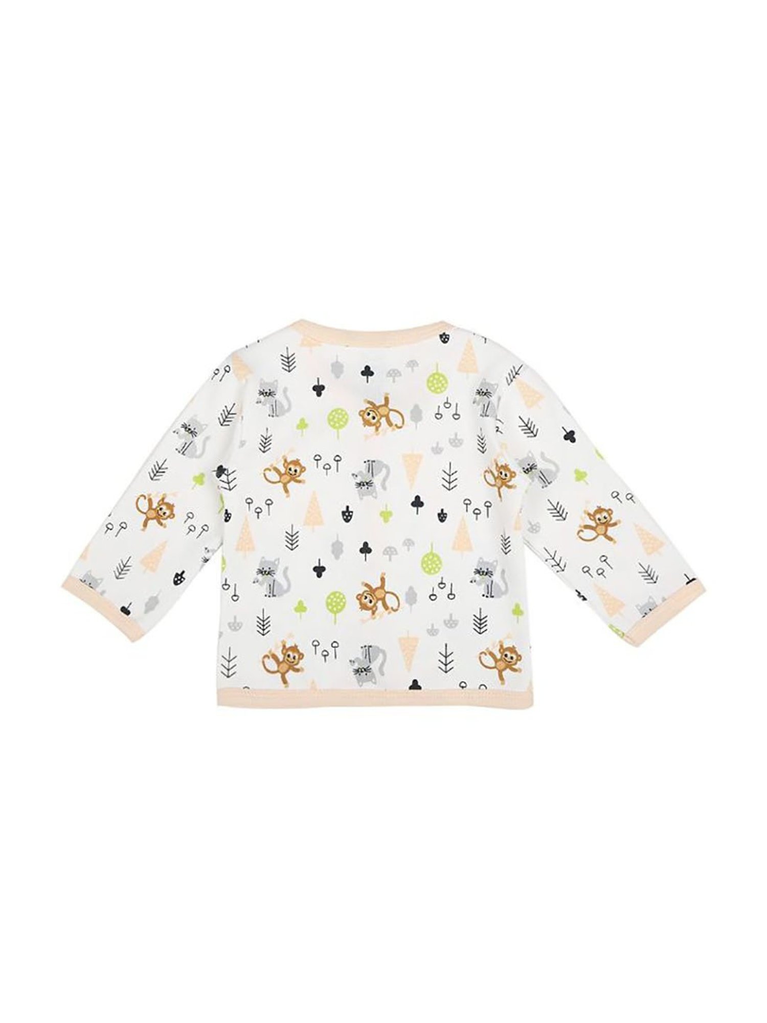 Mee Mee Kids Peach & White Printed Full Sleeves Jhablas (Pack Of 2)