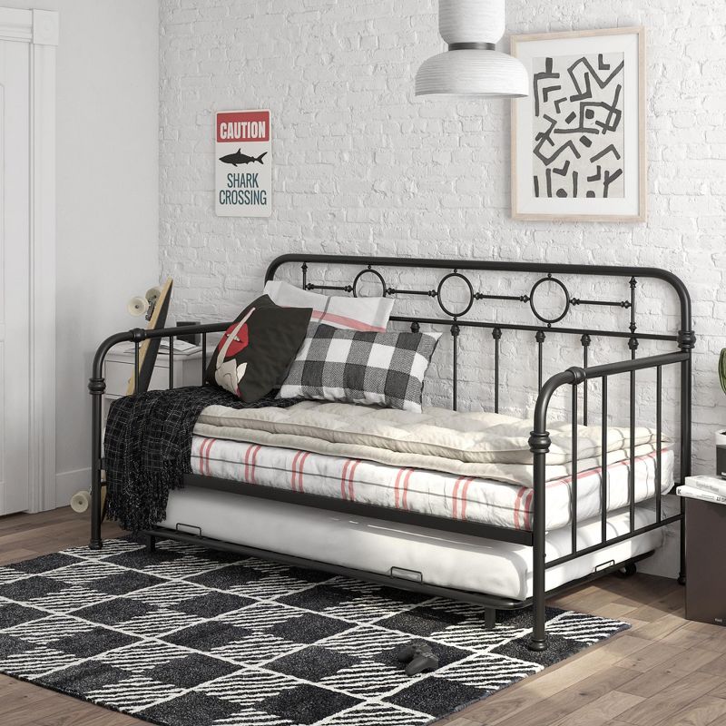 Little Seeds Willow Metal Twin Daybed and Twin Trundle Set, Black