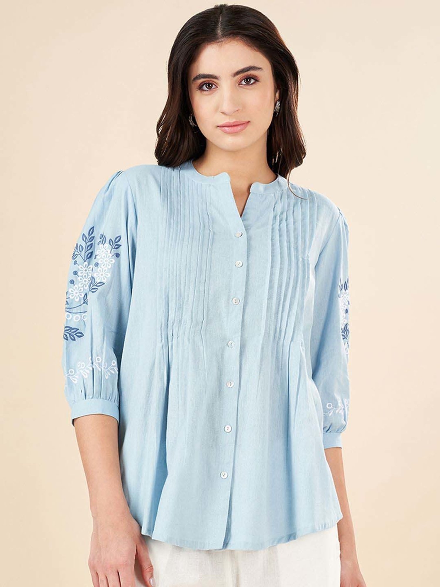 Akkriti by Pantaloons Dream Blue Printed Tunic