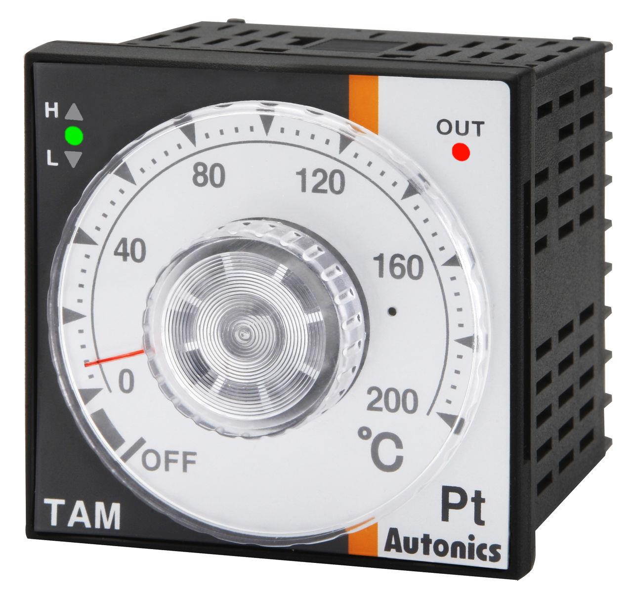 Autonics TAM-B4RJ4C Temp Control, DIN W72XH72mm, Analog, PID Control, Relay Output, J Thermocouple, 400 C, 100-240 VAC