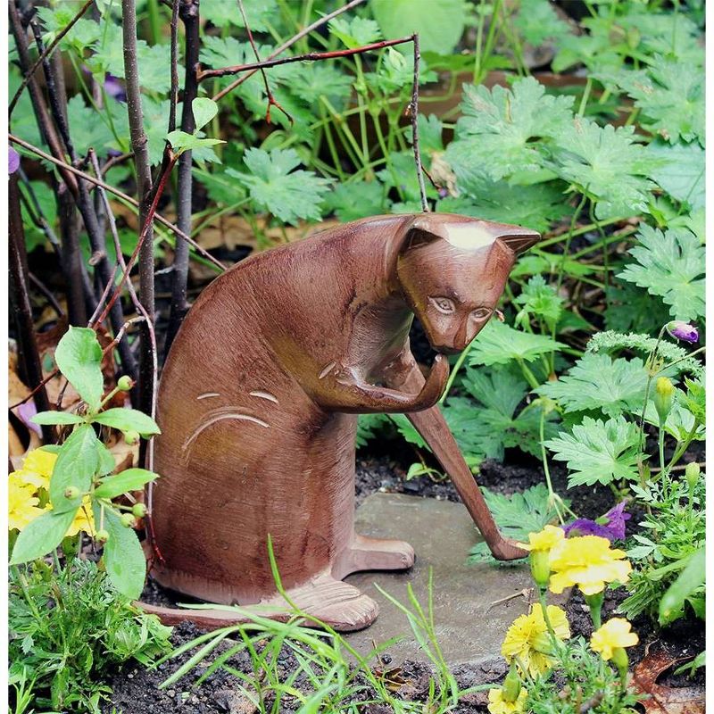 8.5" Tall Playful Metal Coy Siamese Cat Garden Figurine Dark Bronze Painted Finish - Achla Designs