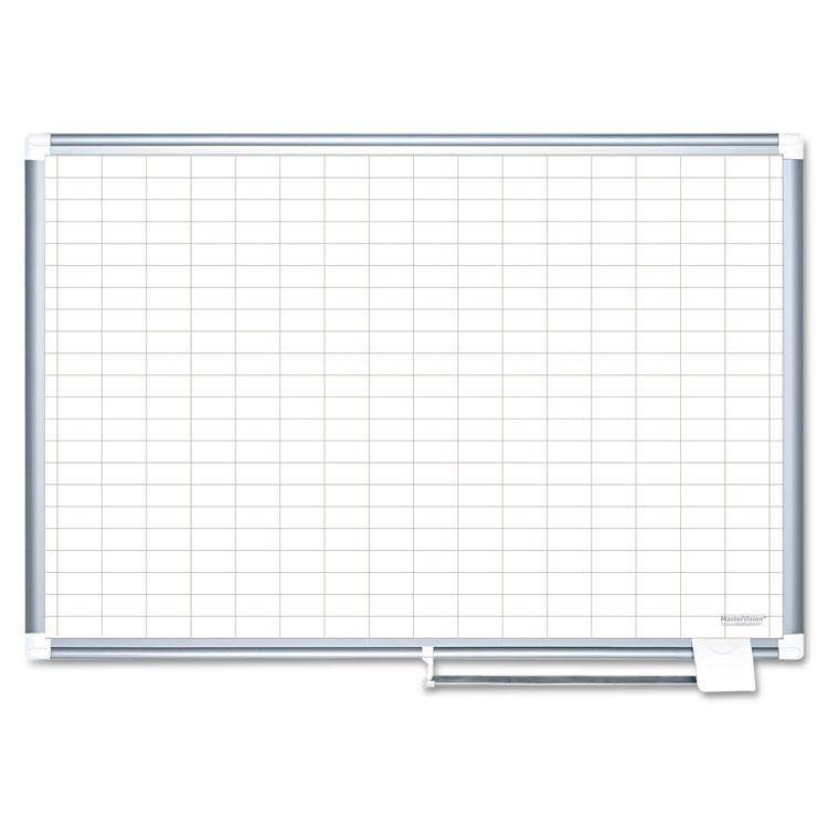 MasterVision MA0592830 Grid Planning Board, 1X2 Inch Grid, 48X36, White/Silver