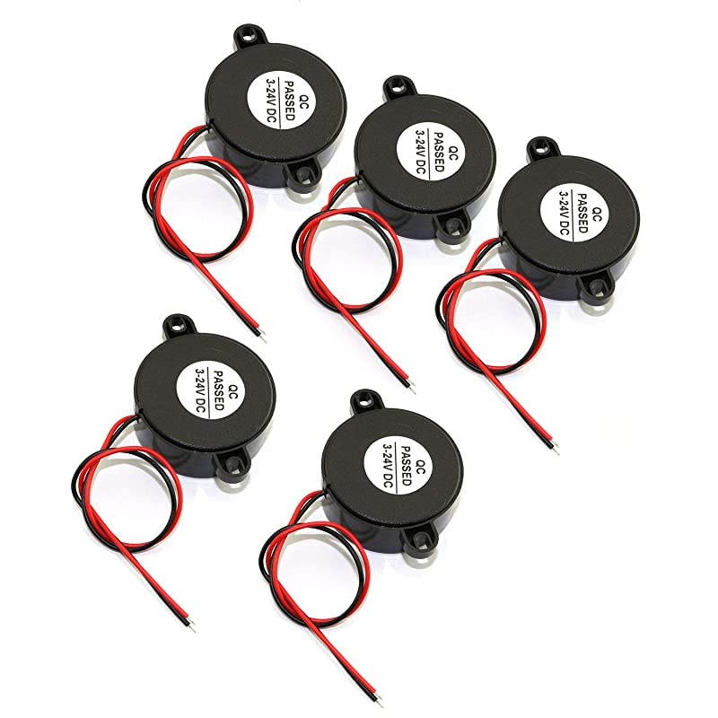 5Pack DC 324V 85 dB Active Piezo Buzzer Piezoelectric Sound Beeper Intermittent Sound Car Accessries Black